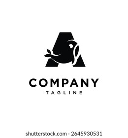 Letter A Whale Cute Logo Icon Vector