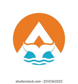 Letter A And Whale Tail Logo Design