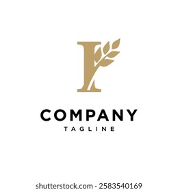 Letter I Wheat Logo Icon Vector