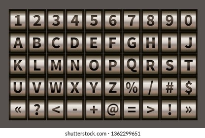 Letter wheel font, code padlock symbols and numbers