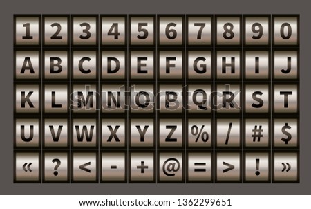 Letter wheel font, code padlock symbols and numbers