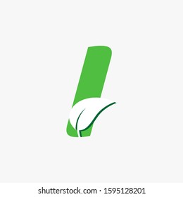 Letter I with white Leaf Vector