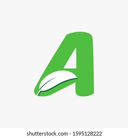 Letter A with white Leaf Vector