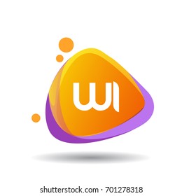 Letter WI logo in triangle splash and colorful background, letter combination logo design for creative industry, web, business and company.
