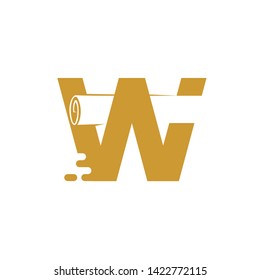 letter w&i and paper rolls become unique logos