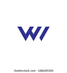 letter wi simple linear abstract geometric logo vector