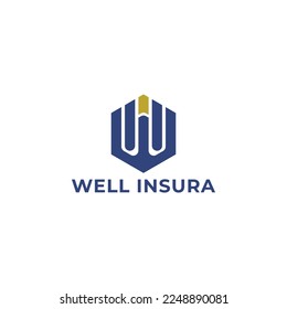 letter wi simple linear abstract geometric logo vector