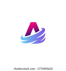 letter A with wind for aircraft industry logo design