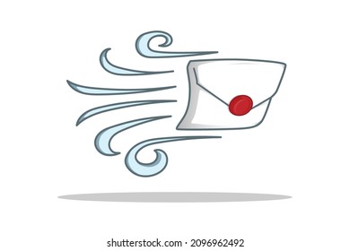 Letter and wind in world post day cartoon illustration