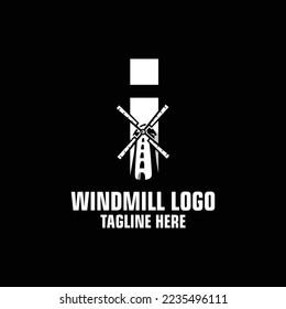 Letter I Windmill Logo Design Template Inspiration, Vector Illustration.