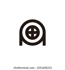 Letter A window, circle geometric simple symbol logo vector