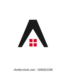 letter A with window. Roofing company vector logo.