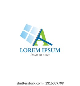 Letter A with windows cleaning logo