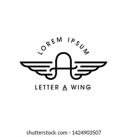 Letter A Wing Emblem Logo