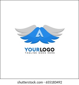 A letter wing flag logo icon design template elements