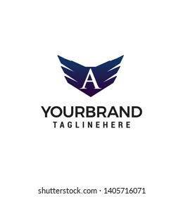 letter A wing logo design concept template vector