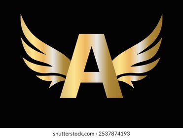 Letter A Wing Logo Design Concept With Wing Symbol Vector Sign