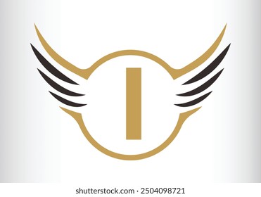 Letter I Wing Logo Design Initial Flying Wing With Letter Logo