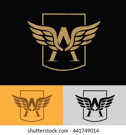 A letter with wing logo design template elegant ,luxury concept.