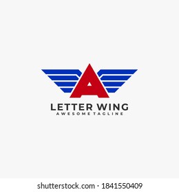 Letter with wing logo design vector