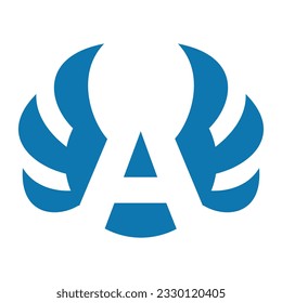 plantilla de icono de logotipo de ala A de letra