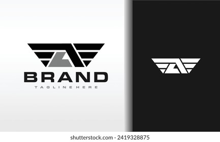 letra A logotipo fuerte de ala