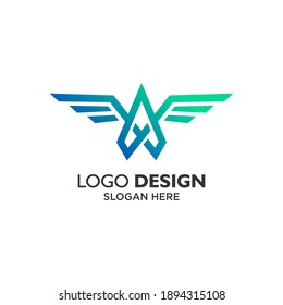 Letter A and wings for car and automotive logo design