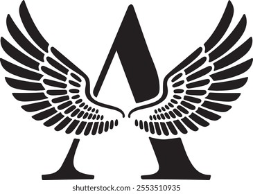 Letter A with Wings Creative Monochrome Logo Design