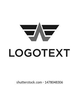 letter A and wings logo design
