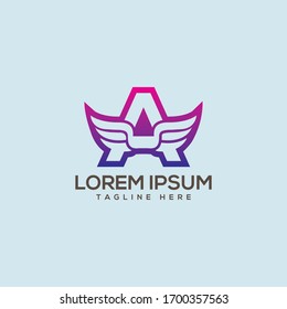 A Letter Wings Logo Design Icon. Flying Wing Letter Logo with Creative and modern concept.