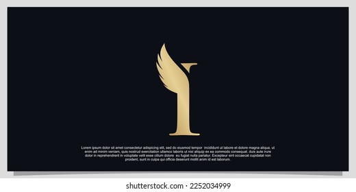 Letter I wings logo design simple concept Premium Vector