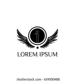 Letter i Wings Logo Design template