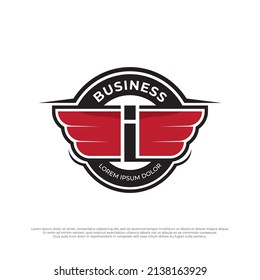 Letter I wings logo illustration. Winged logo company and icon wing flying, eagle wing brand.