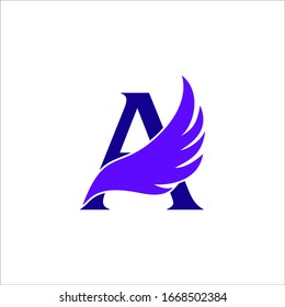 Letter A and wings logo vector