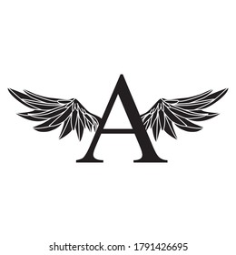 Letra A con diseño vectorial del logotipo Wings