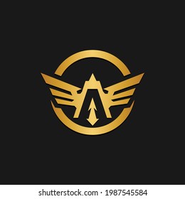letter A wings logo vector illustration.EPS 10