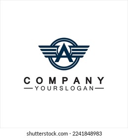 letter A wings logo vector illustration