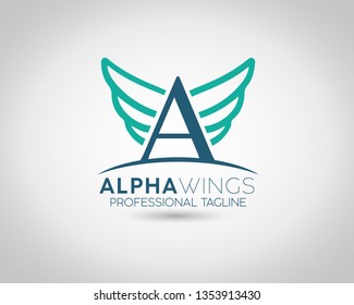 Letter A Wings Vector Logo