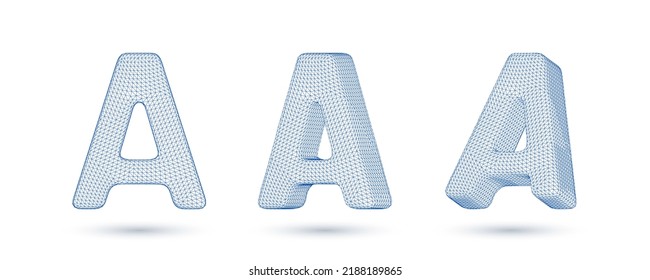 Letter a wireframe high polygonal outline low poly style vector illustration