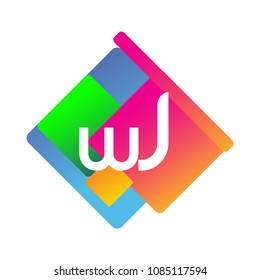 Letter WJ logo with colorful geometric shape, letter combination logo design for creative industry, web, business and company.