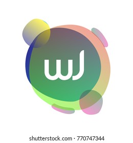 Letter WJ logo with colorful splash background, letter combination logo design for creative industry, web, business and company.
