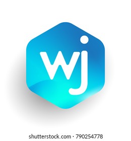 Letter WJ logo in hexagon shape and colorful background, letter combination logo design for business and company identity.
