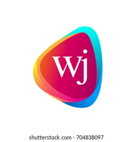 Letter WJ logo in triangle shape and colorful background, letter combination logo design for company identity.