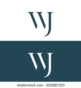 CARTA WJ MONOGRAM LOGO, ADECUADO PARA CUALQUIER MARCA O EMPRESA CON INICIALES WJ