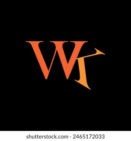 Letra WK inicial con diseño de logotipo en forma de casa