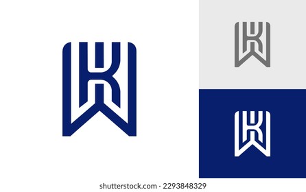 Letter WK or KW initial monogram logo design