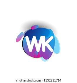 Letter Wk Logo Colorful Splash Background Stock Vector (Royalty Free ...