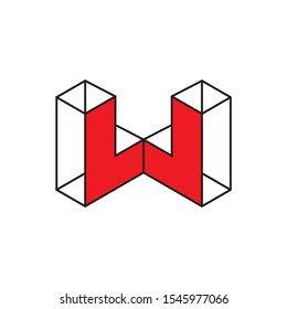 letter wl 3d lines art logo vector