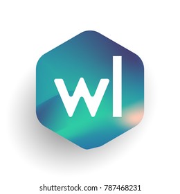 Letter WL logo in hexagon shape and colorful background, letter combination logo design for business and company identity.
