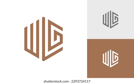 Letter WLG Initial-Hexagon-Monogramm-Logo-Design, Vektorgrafik